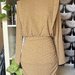 Ted Baker Tan Ruched Asymmetrical Bodycon Dress